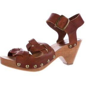 ISABEL MARANT brown leather studded heeled sandals